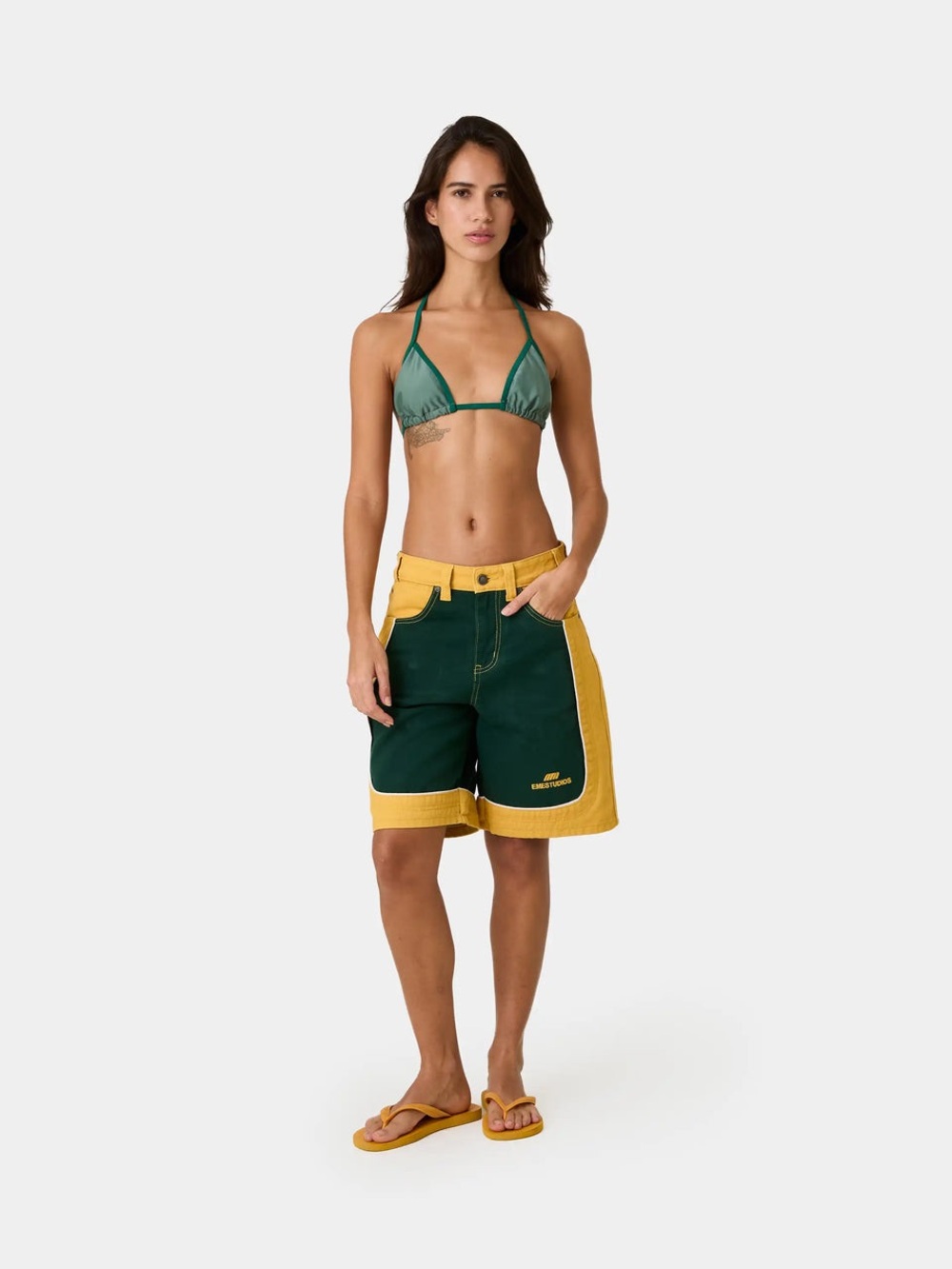 Emestudios Dual Bossa Denim Shorts Green Bay Packers Colors